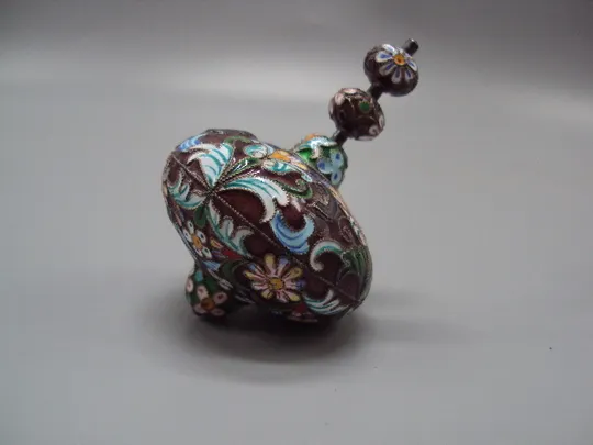 Фигура миниатюра статуэтка юла эмаль клуазоне с перегородками узор цветы клуазонне дзига №18642 Ціна