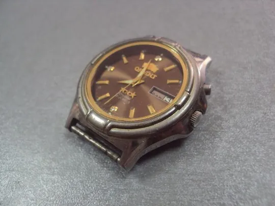 часы наручные мужские Ориент Япония Orient crystal 21 камней с прозрачной крышкой не на ходу №3123 З аукціону