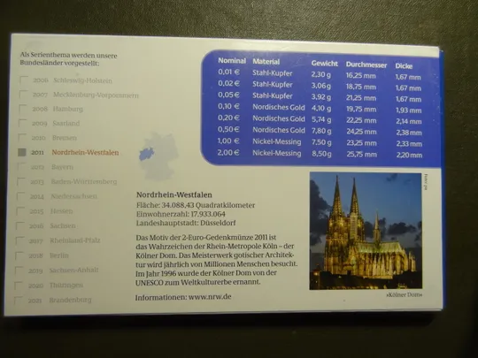 Комплект євромонет Німеччини 2011 J (повний комплект+ ювілейна) UNC Продаж