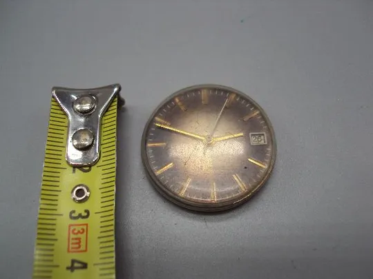 Купити Механизм, циферблат и пластиковое стекло наручные часы Полет 17 камней календарь не на ходу №14620