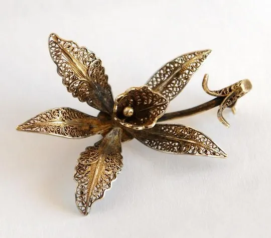 Брошка Орхідея срібло філігрань 835 проба Germany Продаж