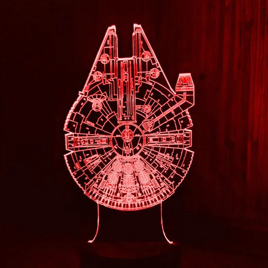 Акриловий світильник-нічник Тисячолітній Сокіл (Millennium Falcon) червоний tty-n000724 Ціна