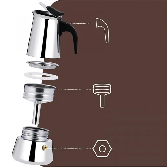 Гейзерная кофеварка "Генуя", нержавеющая сталь На 4 чашки Недорого