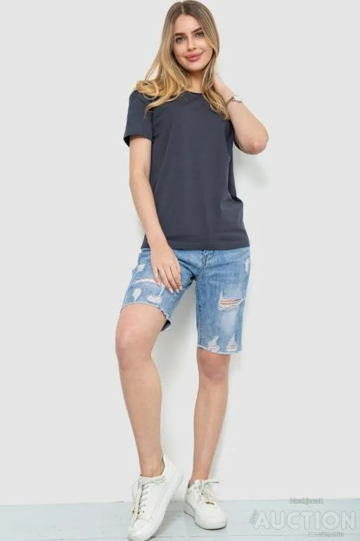 Купити Футболка женская однотонная, цвет темно-серый, 102R5248