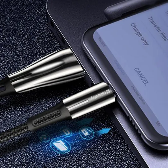 Кабель ColorWay USB - Lightning (M/M), 2.4 А, Zinc Alloy + Led, 1 м, Black (CW-CBUL035-BK) Недорого