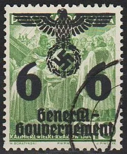 фото, 1940 - Рейх - GG - Надрук 6 Mi.19 _гаш