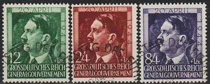 фото, 1944 - Рейх - GG - 55 років Гітлера Mi.117-19 _гаш _3,50 €