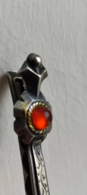 Красивый, редкий зажим на галстук, серебро и янтарь, СССР ,интересная вещь bf957 Продаж