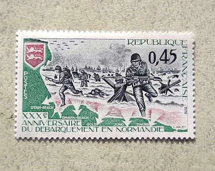 фото, Поштова марка Франція " Війна " 1974 рік **