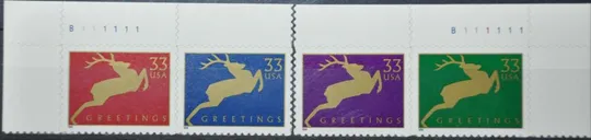 США Рождество Олень 1999 Sc.3356-59 Ціна