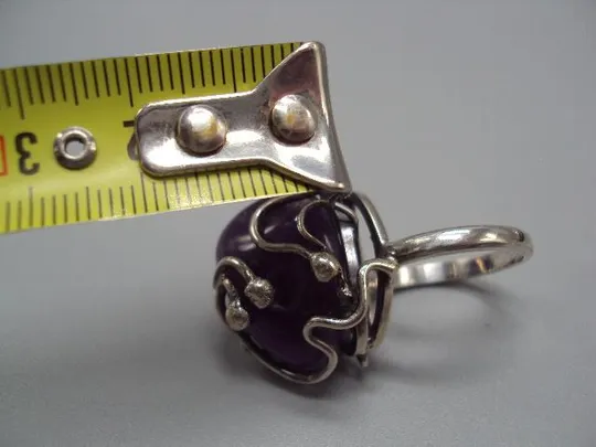 Женское кольцо авторское Аметист листик серебро 925 проба Украина вес 13,59 г 19 размер новое №14384 Характеристики