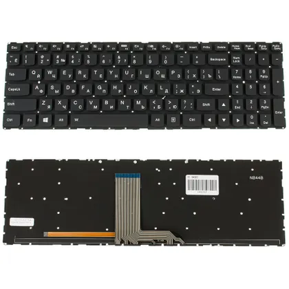 фото, Клавіатура для ноутбука LENOVO (Yoga: 500-15IBD, 500-15ISK) rus, black, без фрейма, підсвічування клавіш