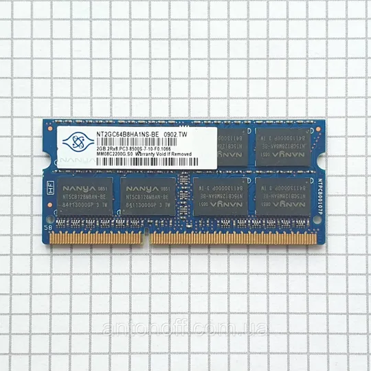 Модуль пам&#039;яті Nanya 2GB 2Rx8 PC3-8500S (DDR3) NT2GC64B8HA1NS-BE для ноутбука Ціна