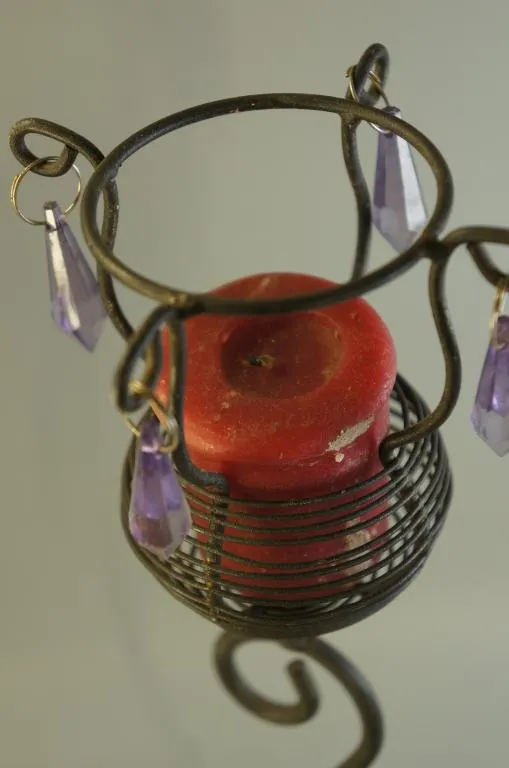 Купити Подсвечник в виде цветка с висюльками капельками со свечкой высота 24,5 см №10638