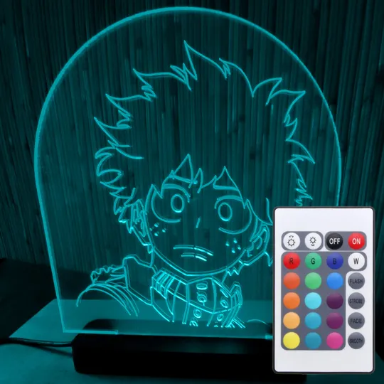 Акриловий світильник-нічник з пультом 16 кольорів Ізуку Мідорія (Izuku Midoriya) tty-n000043 Ціна