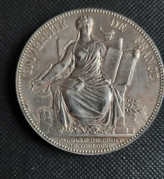 Купити медаль 19 століття Університет Франції 1886 р. МЕДАЛЬ срібло рідкість Чудовий стан! Велика- Майже 50 грам!
