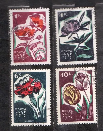 фото, КВІТИ - ЦВЕТЫ = СССР - СРСР = 1965 р. = гаш. &
