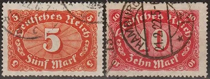 фото, 1921 - Німеччина - Стандарт - Деномінація wmk.1 Mi.174-75 _7,0 €