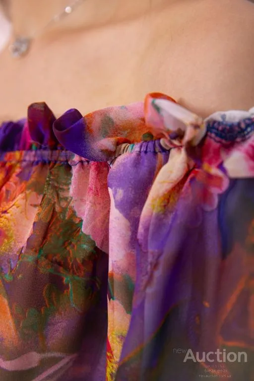 Мини-платье с цветочным принтом, темно-синего цвета, 167R306-10 Де купити