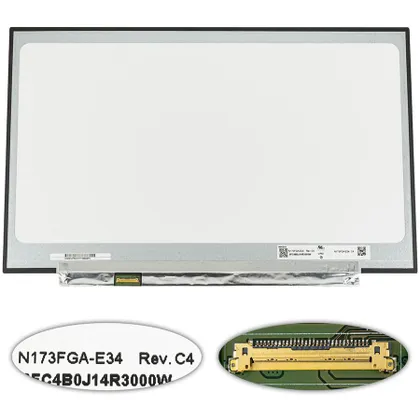 фото, Матриця 17.3 N173FGA-E34 Rev C4 (1600*900, 30pin(eDP), LED, SLIM(без планок та вушек), матова, роз'єм ліворуч знизу) для ноутбука