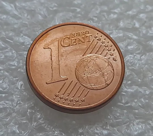 Купити (6896) 1 євроцент 2021 Австрія, викрошки та розколи на "1" (1 евроцент 2021 Австрия, брак)