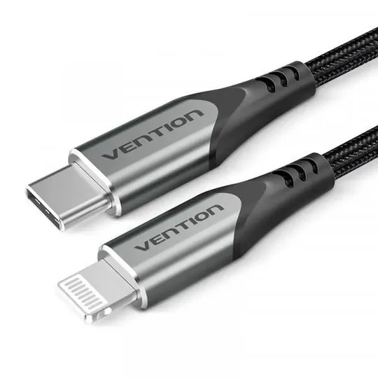 Кабель Vention USB Type-C - Lightning (M/M), быстрая зарядка, PD 18W, 3 A, 480 Mbps, 1.5 м, Grey (T Ціна