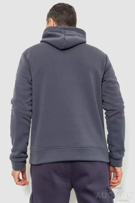 Худи мужской на флисе с капюшоном, цвет серый, 214R022-1 Продаж