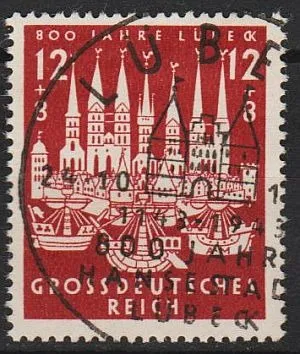 фото, 1943 - Рейх - 800 років Любека Mi.862 _СПЕЦ.погашення