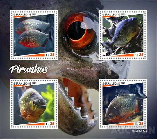 Купити Сьерра Леоне-Рыбы-Пираньи-2023. Чистый полный красивый комплект.MNH.