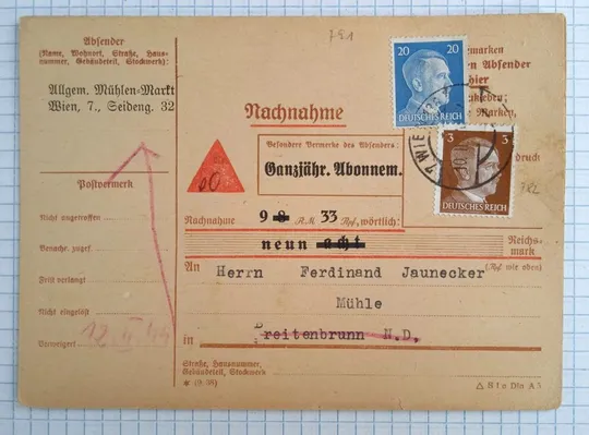 Поштова картка ділова пошта марки Гітлер 1944 рік Австрія Dc027 Ціна