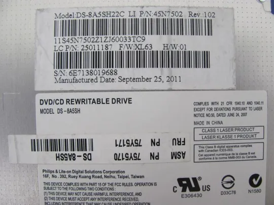 №257-5 DVD-привод для LENOVO ThinkPad Edge 14 / E40 and Edge 15 / E50 оригінал Інтернет-аукціон