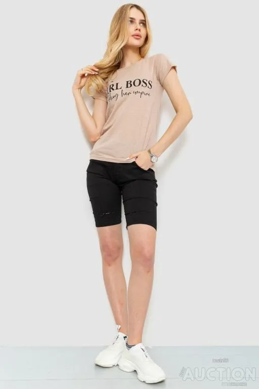 Купити Футболка женская с принтом, цвет бежевый, 221R3060