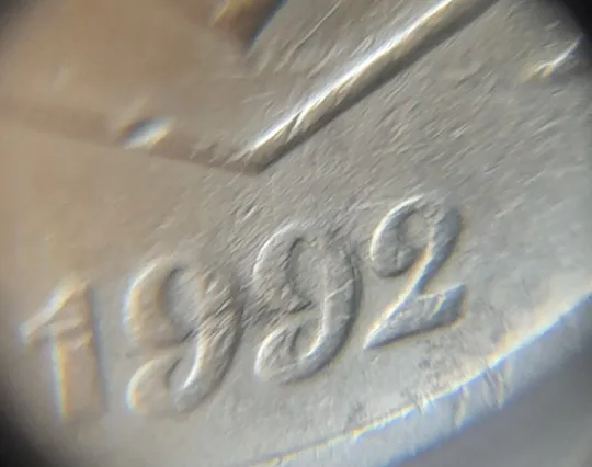 (4174) 10 копійок 1992 2.1ВАм брак "привид" + зминання на аверсі (10 копеек 1992 призрак) Де купити