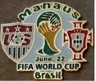 фото, Футбол - матчевый значок из серии  "Чемпионат Мира 2014"  США - Португалия