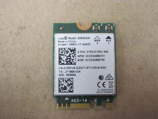 номер0674-15 WI-FI адаптер 9260NGW 01RKV5  для Dell  XPS 9570 9550 9560 Precision 5530 5520 5510 Latitude E5590 E5580 E5590 E5591 PRECISION 7530 7540 7730 7740  оригінал Ціна