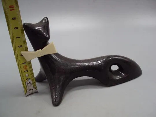 Фигура керамика черный кот статуэтка котик с бантом кошка с бантиком винтаж размер 8,4 х 14,4 см №47 Де купити