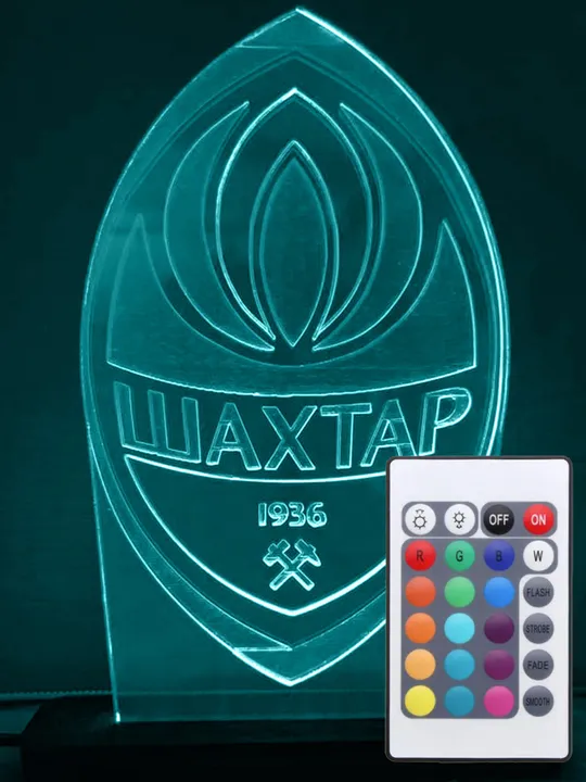 Акриловий світильник-нічник з пультом 16 кольорів ФК Шахтар tty-n000037 Ціна