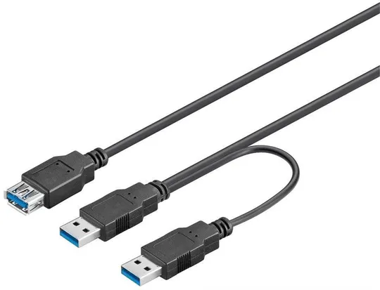 Кабель пристроїв USB3.0 A 1x2 F/M Goobay (75.09.5749) 0.3m Y-form AWG28 2xShielded Cu Ціна