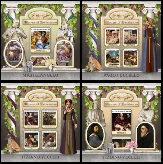 Соломоновы о-ва-Живопись-2017.Чистый полный красивый комплект-20 М/Листов.Yvert&amp;Tellier=380.00 Euro.MNH. Інтернет-аукціон