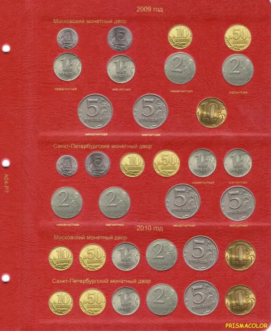 КоллекционерЪ Альбом для регулярных монет с 1992 года Характеристики