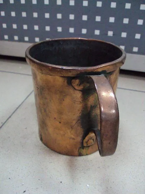 Кружка медь старая высота 12 см, диаметр 12,4 см №31 Де купити