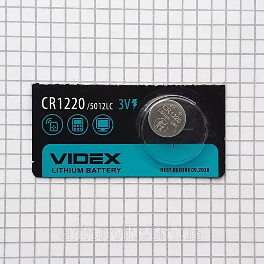 Батарейка літієва Videx CR1220 Lithium / 5012LC 3V Ціна