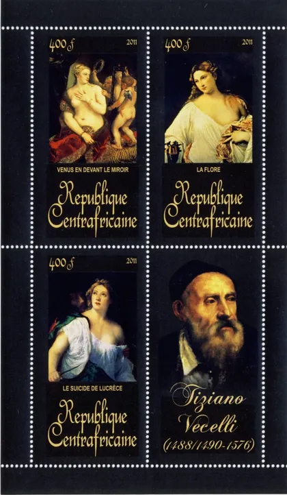 фото, ЦАР-Живопись- Тициано Вечелли -2011.Чистый  красивый Блок.MNH.
