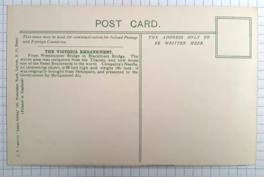 Поштова картка Набережна Темзи, Лондон, Англія поч. ХХ ст. uS15 З аукціону