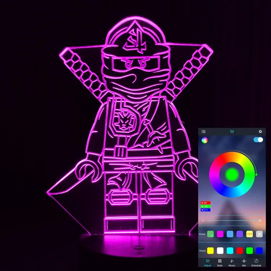 Акриловий світильник-нічник керування з телефона Ніндзяго tty-n001352 Ціна