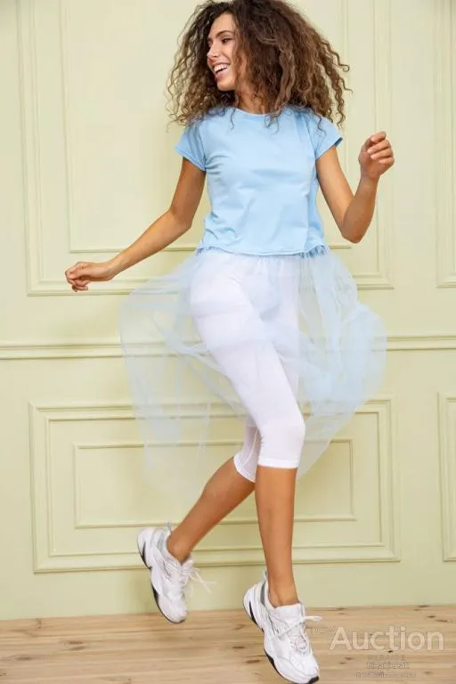 Нарядная туника с сетчатым низом, голубого цвета, 167R108-1 Ціна