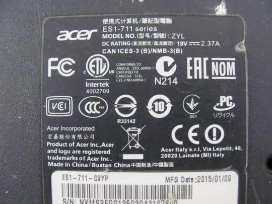 номер0229-21 Кришка,дно, піддон корпуса,Нижний корпус(дно)для ноутбука,низ,дно,поддон,Нижняя часть для ACER ES1-711 ZYL оригинал Характеристики
