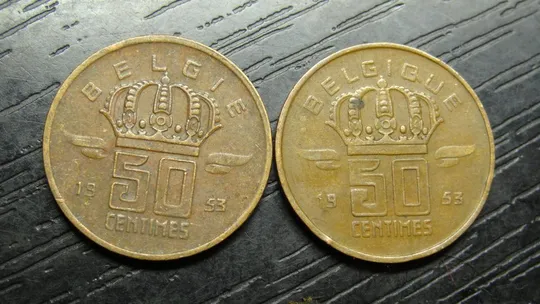 Купити 50 сантимів Бельгія 1953 (два різновиди)