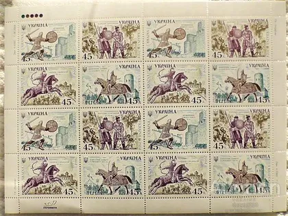 фото, Поштовий аркуш марок " Історія війська Русь " 2004 рік