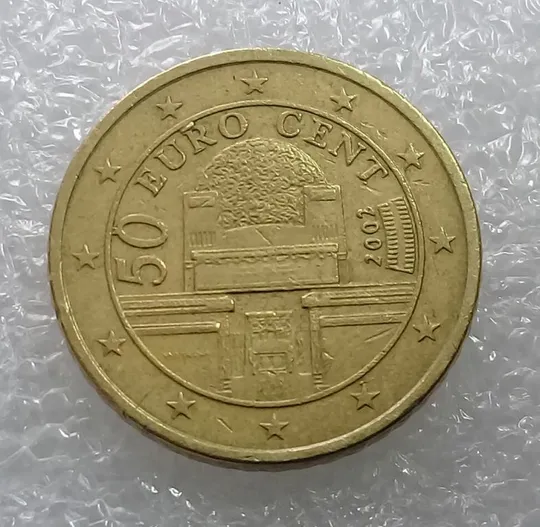 (2250) 50 євроцентів 2002 Австрія викрошки на аверсі (50 евроцентов 2002 Австрия брак) Торговий майданчик